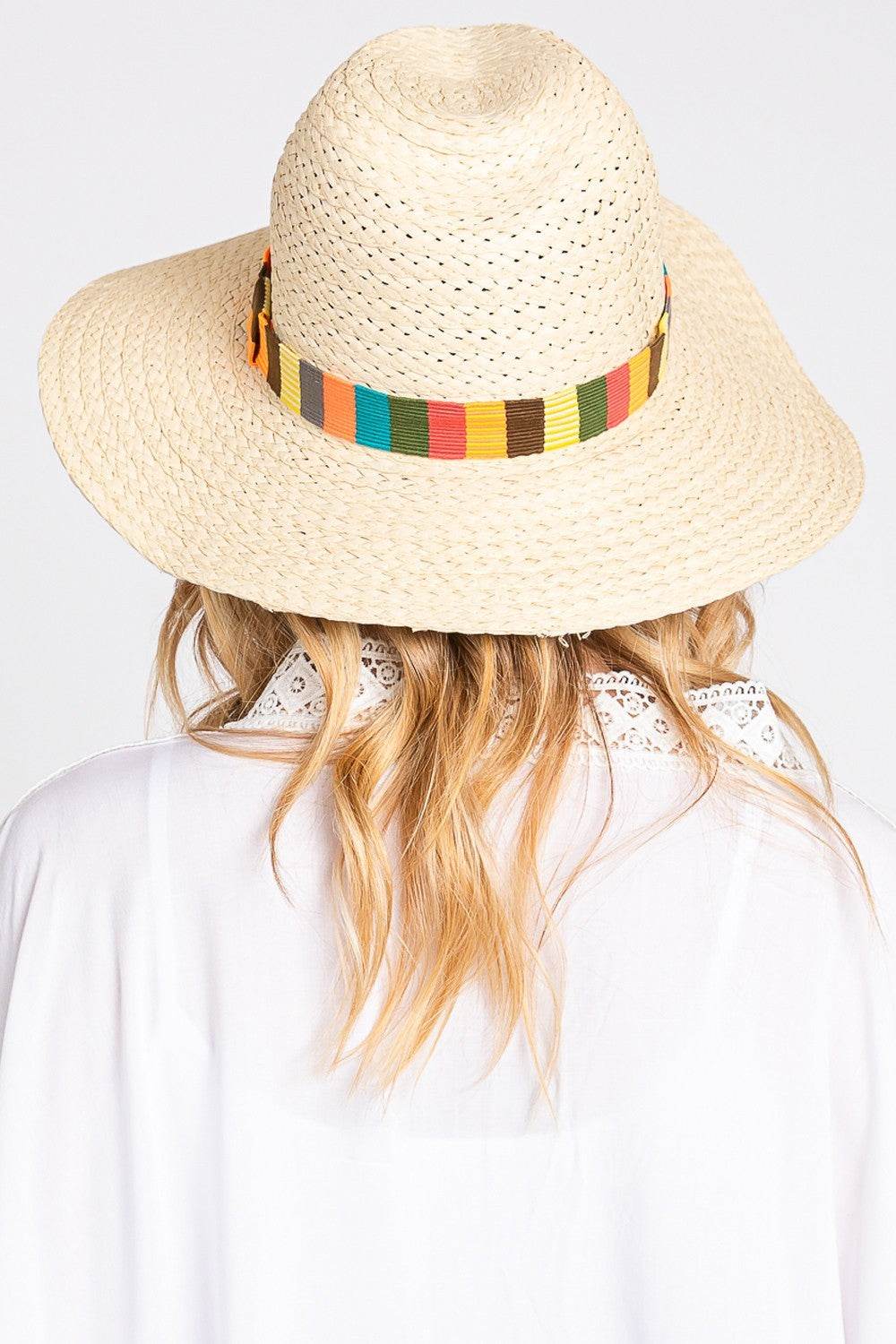 Fame Contrast Wide Brim Straw Hat - Hovatok