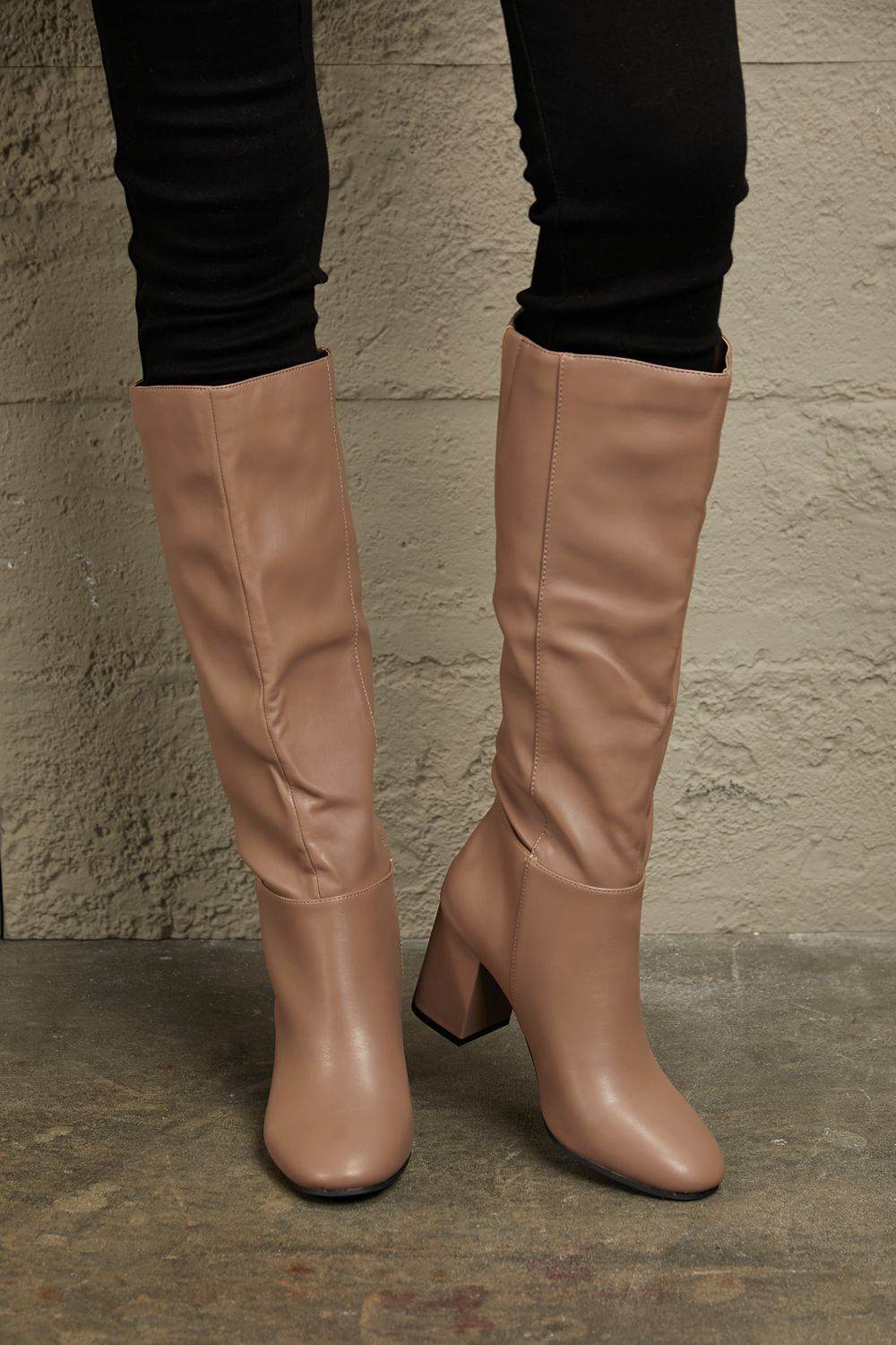 East Lion Corp Block Heel Knee High Boots - Hovatok