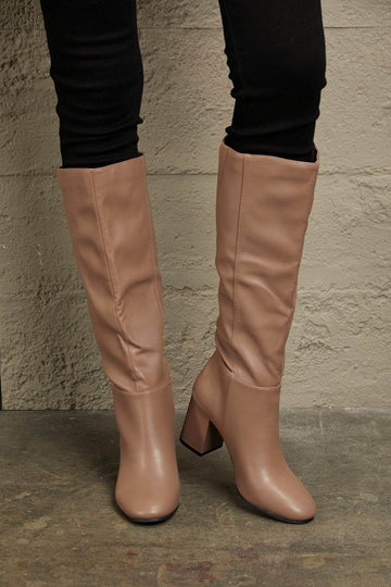 East Lion Corp Block Heel Knee High Boots - Hovatok