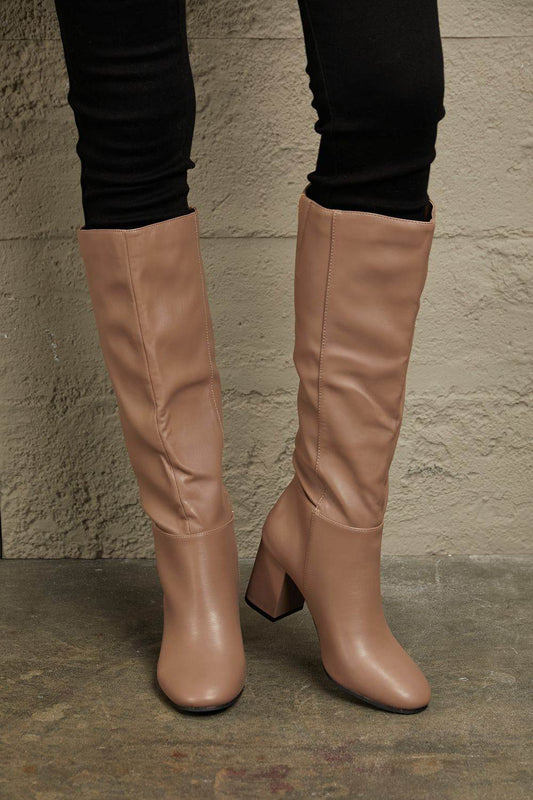 East Lion Corp Block Heel Knee High Boots - Hovatok