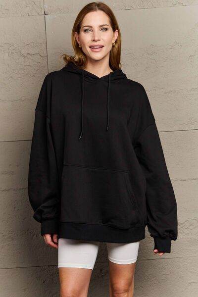Full Size Drawstring Long Sleeve Hoodie - Hovatok