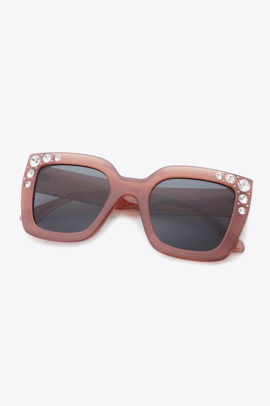 Inlaid Rhinestone Polycarbonate Sunglasses - Hovatok