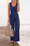 Full Size Scoop Neck Wide Strap Jumpsuit - Hovatok