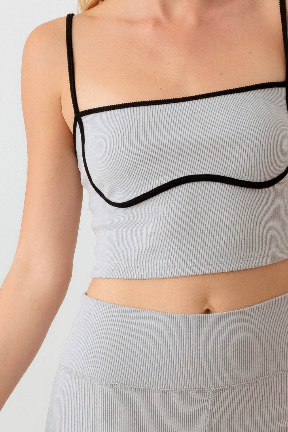 Le Lis Ribbed Crop Cami and High Waist Brushed Leggings Set - Hovatok