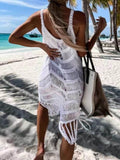 Fringe Scoop Neck Cover-Up - Hovatok