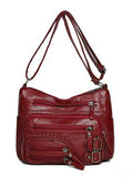 Multi Pockets PU Leather Shoulder Bag - Hovatok