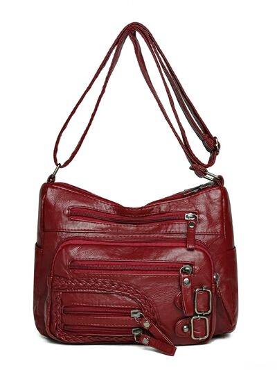 Multi Pockets PU Leather Shoulder Bag - Hovatok