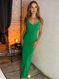 Backless Cowl Neck Sleeveless Cami Dress - Hovatok