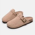 Suede Closed Toe Buckle Slide - Hovatok