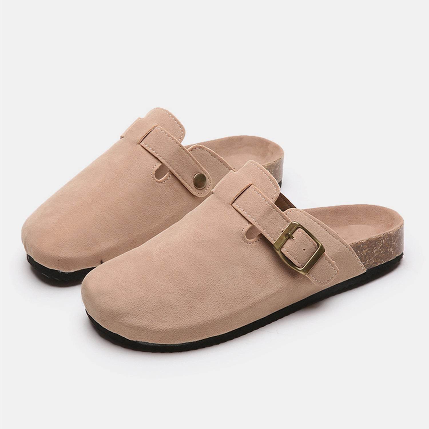 Suede Closed Toe Buckle Slide - Hovatok