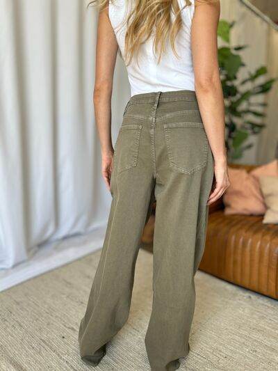 RFM Full Size High Rise Garment Dye Wide Leg Jeans - Hovatok