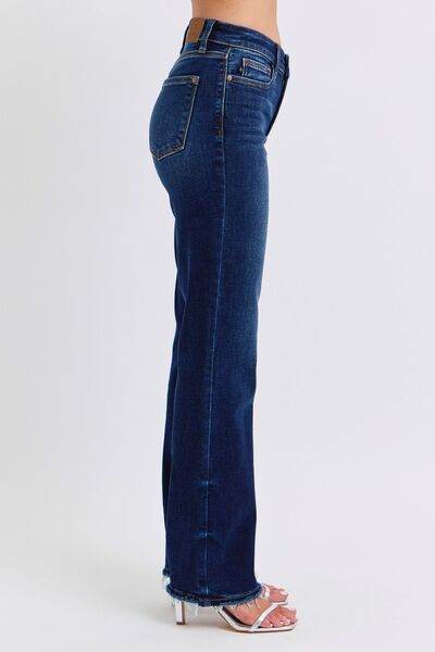 Judy Blue Full Size Raw Hem Straight Leg Jeans - Hovatok