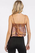 Mittoshop Paisley Patchwork Print Satin Ruffle Crop Cami - Hovatok
