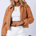 Long Sleeve Collared Neck Sherpa Jacket - Hovatok
