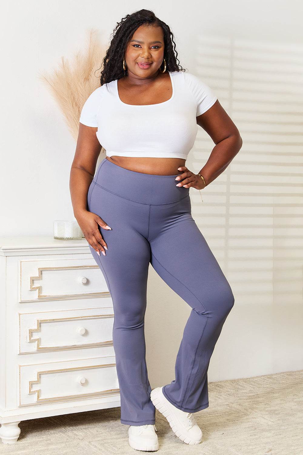 Millennia Basic Bae Wide Waistband Bootcut Sports Pants - Hovatok