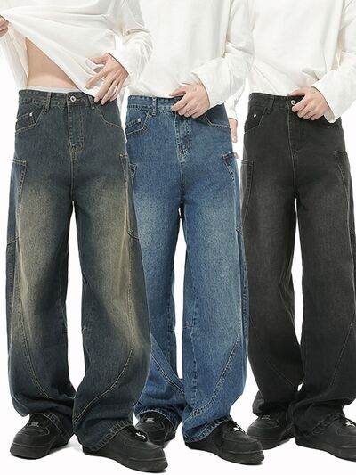 Mid Rise Waist Jeans with Pockets - Hovatok