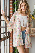 Heimish Full Size Multi Color Floral Open Cardigan Plus Size - Hovatok