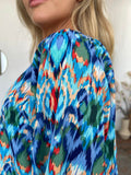 Double Take Full Size Printed Balloon Sleeve Blouse - Hovatok