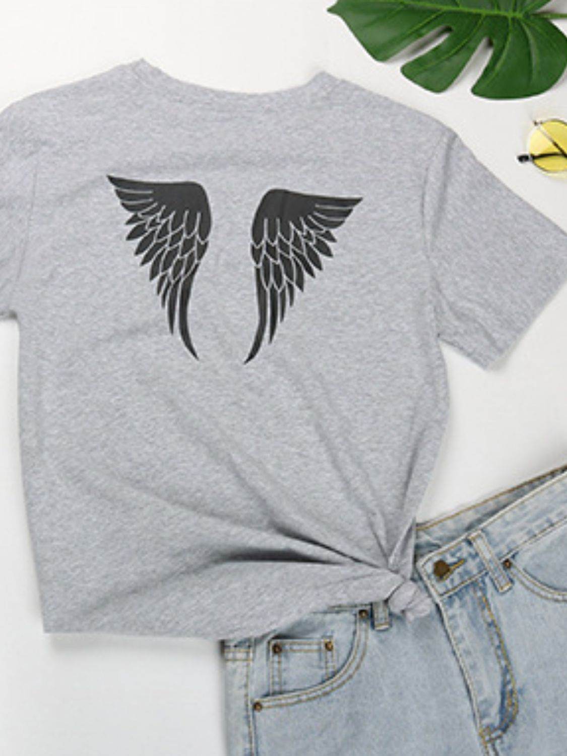 Perfee ANGEL Round Neck Short Sleeve T-Shirt - Hovatok