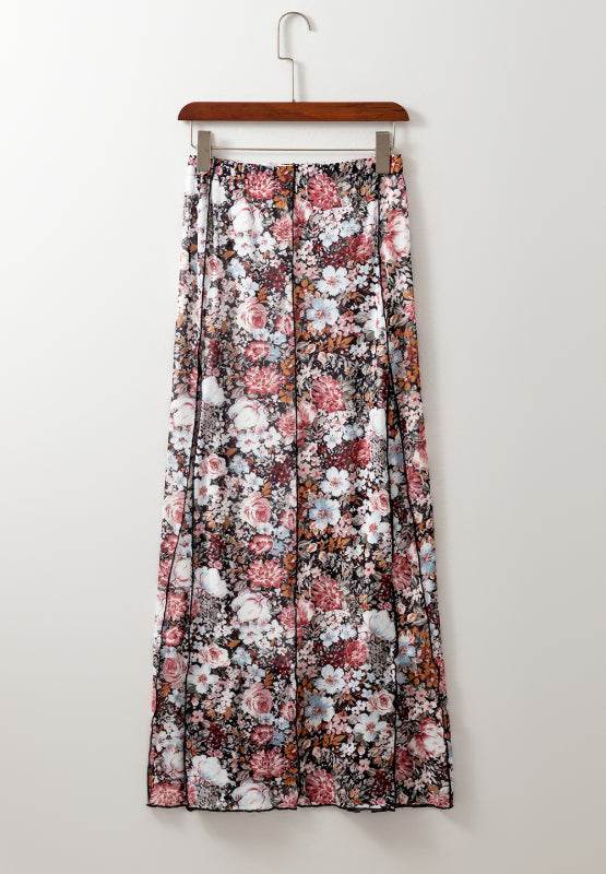 Floral Elastic Waist Maxi Skirt - Hovatok