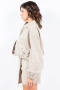 American Bazi Drawstring Waist Crop Jacket - Hovatok