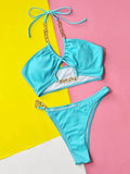 Halter Neck Chain Detail Two-Piece Bikini Set - Hovatok