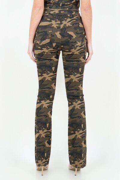 American Bazi V-Cut Ruched Camo Flare Pants - Hovatok