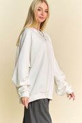 Davi & Dani Round Neck Raglan Sleeve Sweatshirt - Hovatok