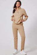 Half Snap Turtleneck Top and Pants Active Set - Hovatok