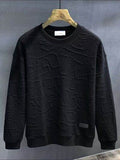 Men's Plus Size Textured Round Neck Long Sleeve Sweatshirt - Hovatok