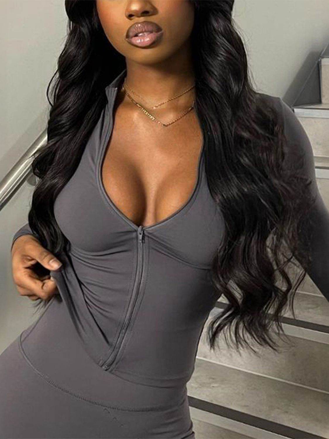 Devine Zip Up Long Sleeve Cropped Top - Hovatok
