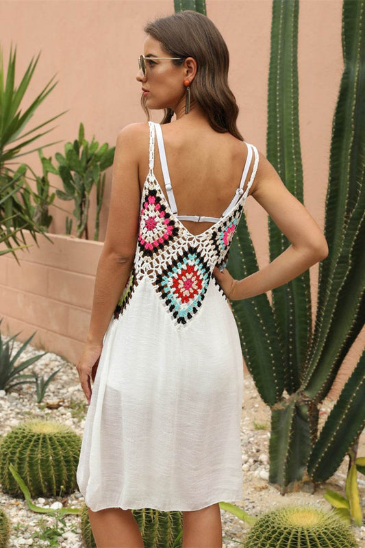 Geometric V-Neck Spaghetti Strap Cover Up Dress - Hovatok