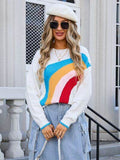 Angel Wings Rainbow Round Neck Long Sleeve Sweater - Hovatok