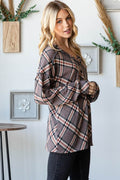 Heimish Plaid Exposed Seam V-Neck T-Shirt - Hovatok