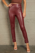 Ivy Lane PU High Waist Straight Pants - Hovatok