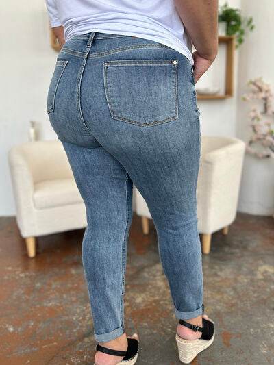 Judy Blue Full Size Cuffed Hem Slim Jeans - Hovatok