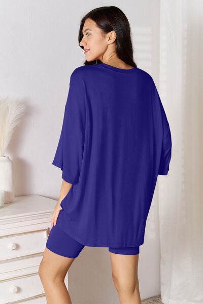 Basic Bae Full Size Soft Rayon Three-Quarter Sleeve Top and Shorts Set - Hovatok