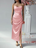 Devine Slit Ruched Maxi Cami Dress - Hovatok
