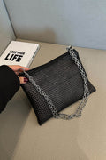 Rhinestone Polyester Chain Crossbody Bag - Hovatok