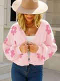 Angel Wings Flower Open Front Long Sleeve Cardigan - Hovatok