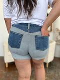 Judy Blue Full Size Color Block Denim Shorts - Hovatok