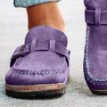 Round Toe Low Heel Buckle Loafers - Hovatok
