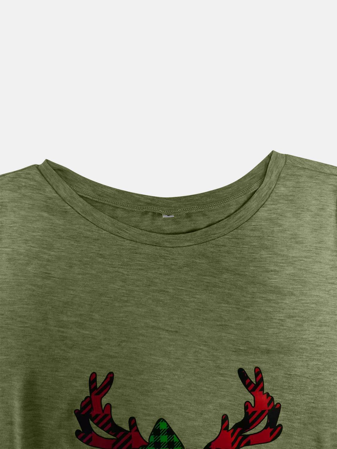 Full Size Reindeer Round Neck Long Sleeve T-Shirt - Hovatok