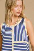 Umgee Round Neck Texture Striped Tank - Hovatok