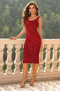 Sequin Sleeveless Slit Dress - Hovatok