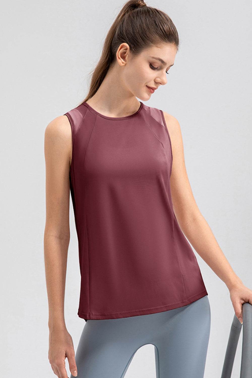 Round Neck Wide strap Active Tank - Hovatok