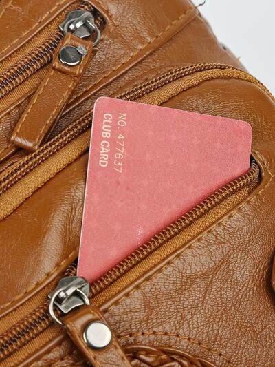 Multi Pockets PU Leather Shoulder Bag - Hovatok