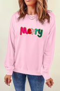MERRY Round Neck Long Sleeve Sweatshirt - Hovatok