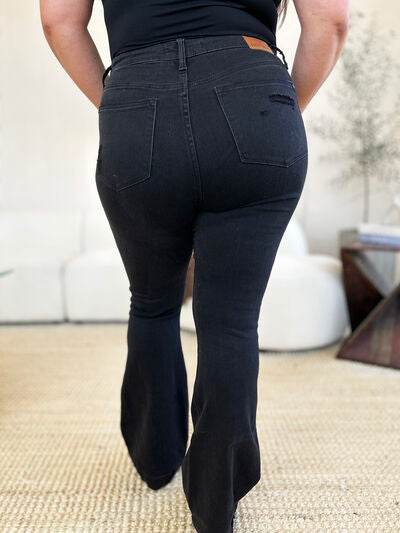 Judy Blue Full Size High Waist Distressed Flare Jeans - Hovatok