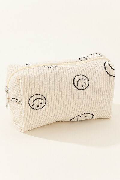 Zenana Smiley Face Corduroy Cosmetic Pouch - Hovatok